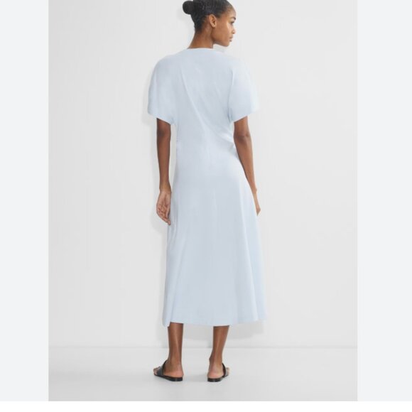 Aritzia Babaton Soft Blue Crewneck InterLock Cotton Elevator Dress S Small long - Picture 1 of 7
